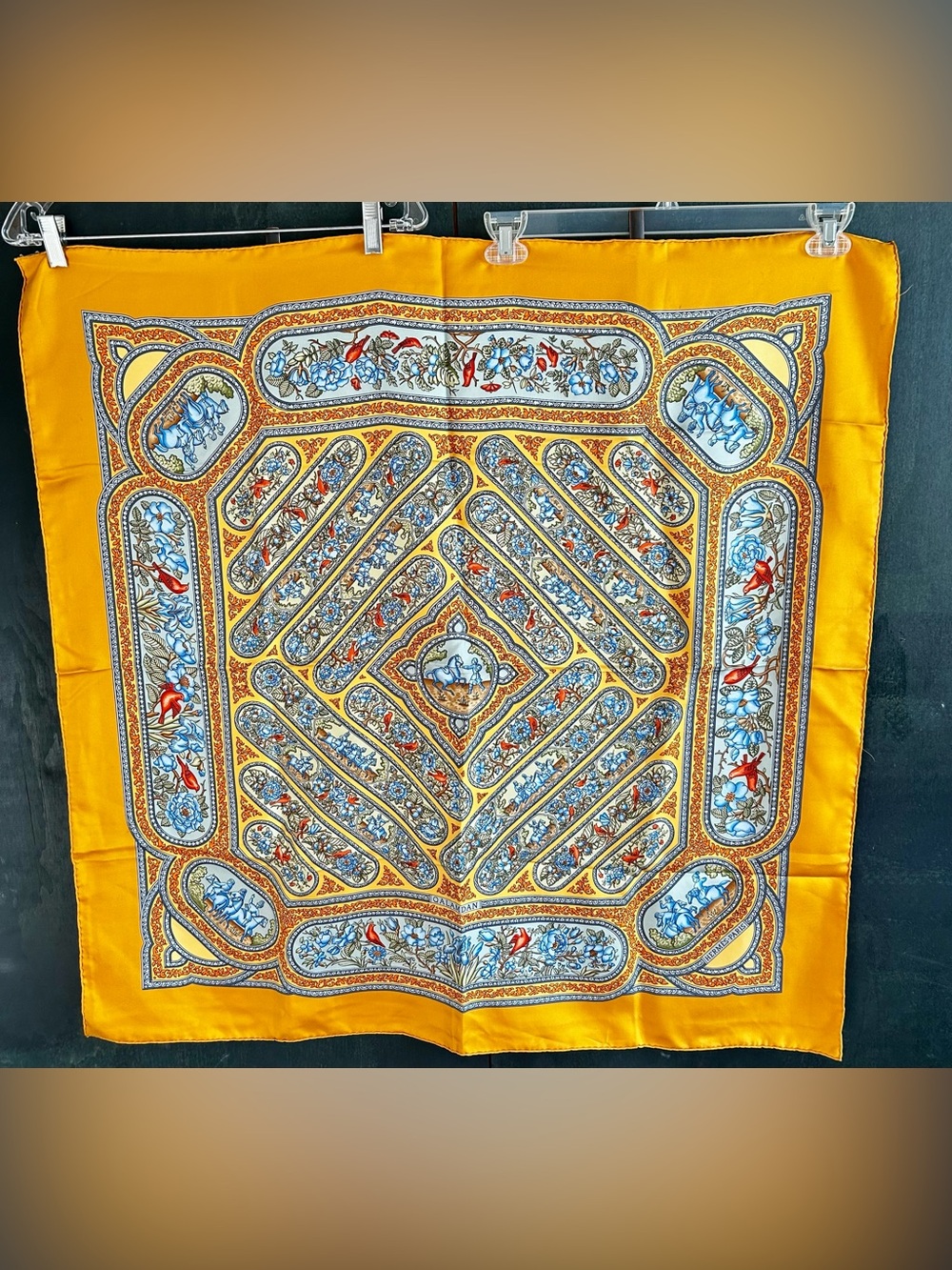Vintage Hermès Qalamdan silk scarf Persian-inspired florals luxury resort beach